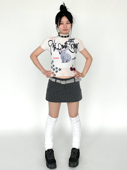 atrandom Candy Rabbit Ruched Stretch Print Women&