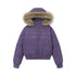 atrandom_Cropped_Fur_Collar_Detachable_Hood_Slim_Fit_Women&