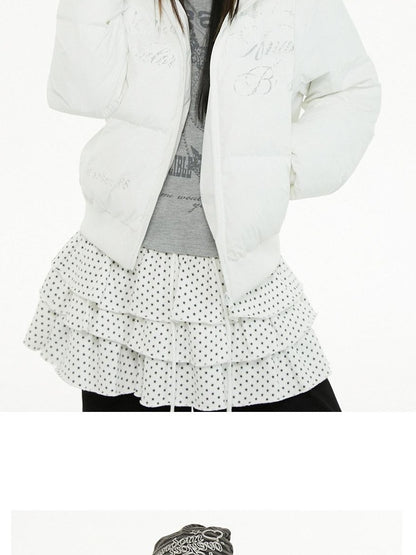 atrandom Cropped Fur Collar Detachable Hood Slim Fit Women&