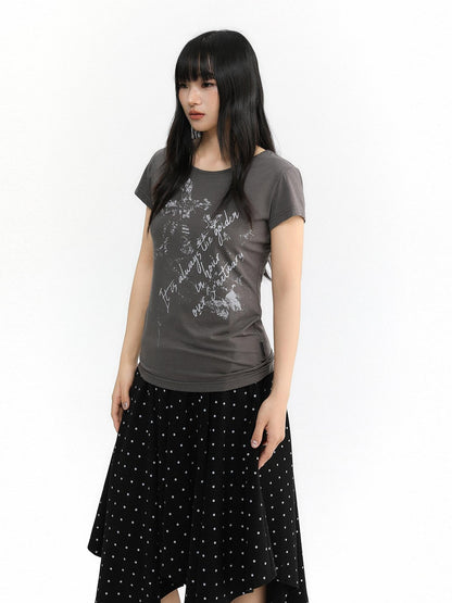 atrandom Cross Letter Print Slim Fit Women&