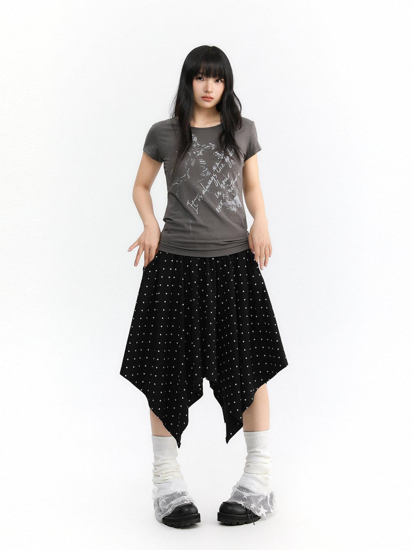 atrandom Cross Letter Print Slim Fit Women&