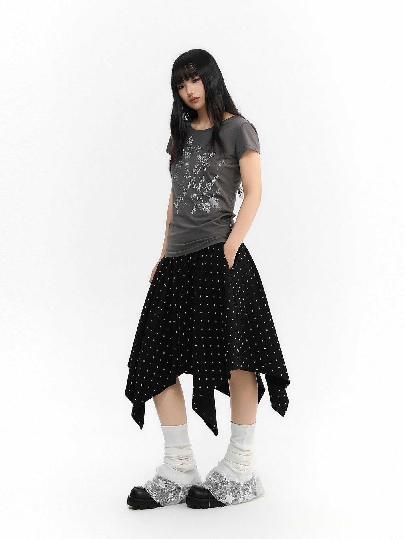 atrandom Cross Letter Print Slim Fit Women&
