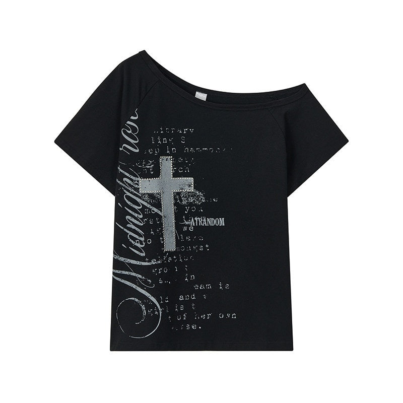 atrandom_Cross_Print_Asymmetric_Shoulder_Women&