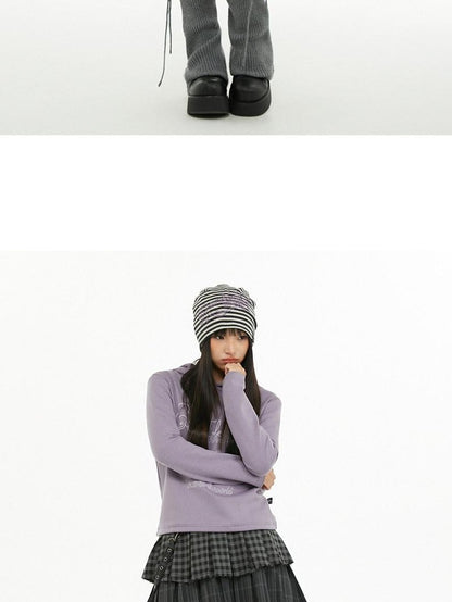 atrandom Dark Gray Air Layer Letter Print Drawstring Hooded Women&