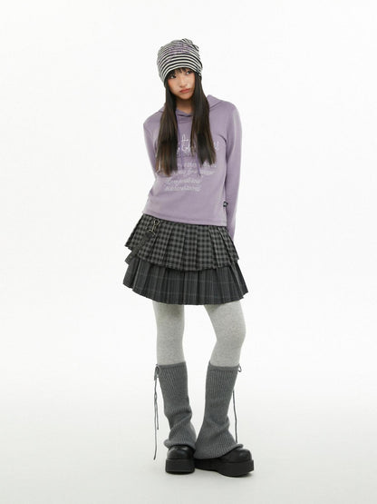 atrandom Dark Gray Air Layer Letter Print Drawstring Hooded Women&