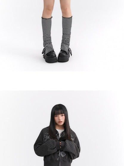 atrandom Dark Gray Dot Patch Plastisol Lettering Raglan Women&