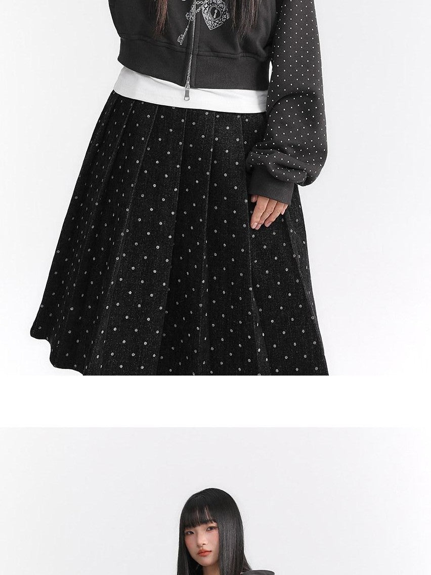 atrandom Dark Gray Dot Patch Plastisol Lettering Raglan Women&