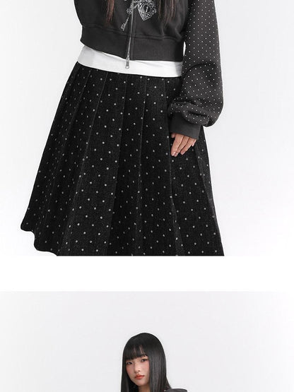 atrandom Dark Gray Dot Patch Plastisol Lettering Raglan Women&
