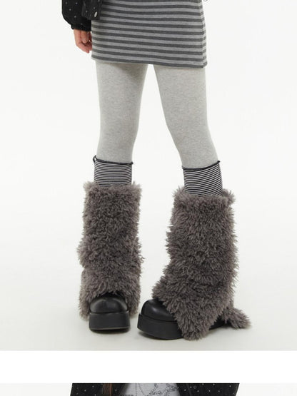 atrandom Dark Gray Zebra Stripe Spliced Brushed Fleece Women&