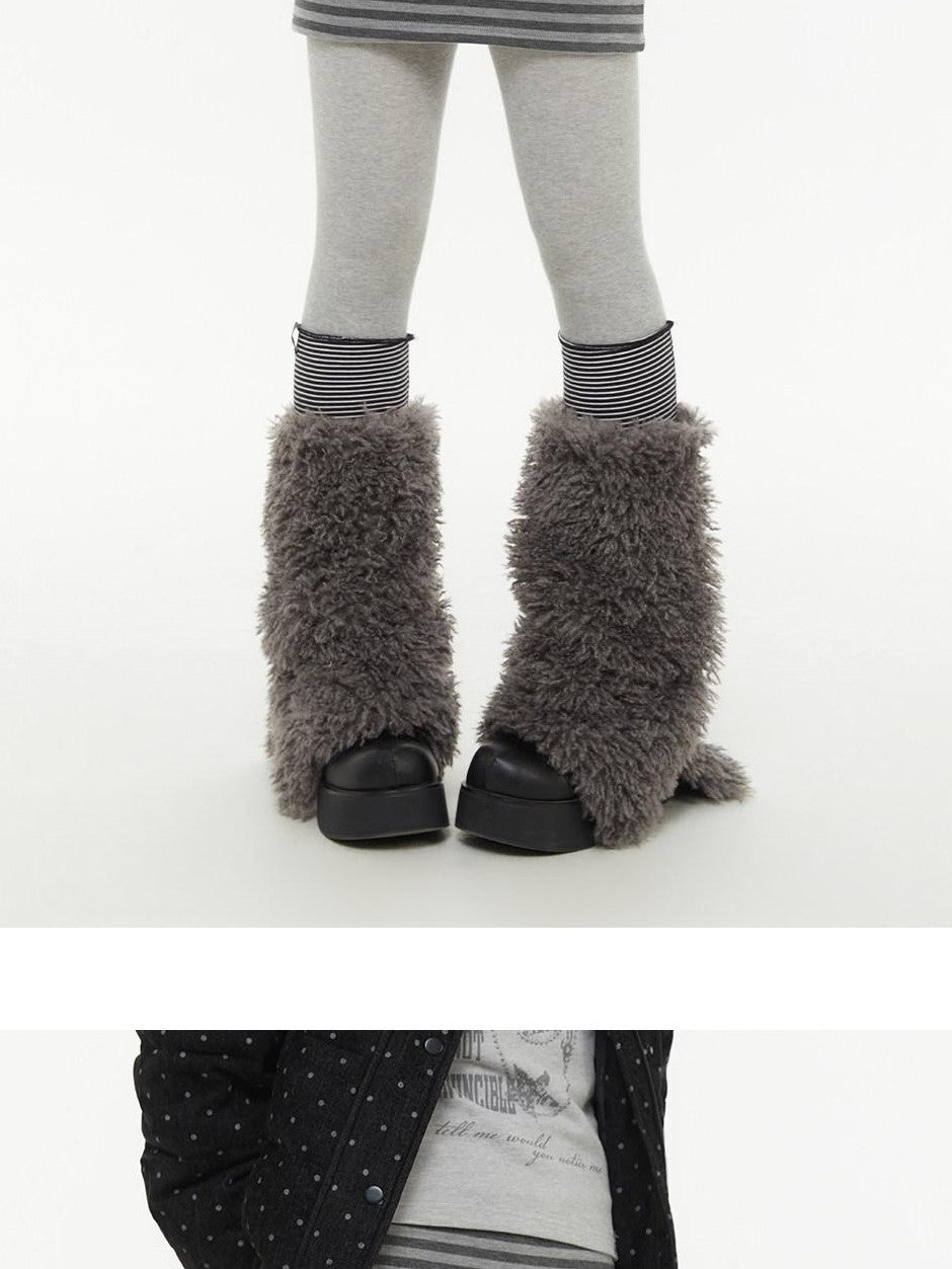 atrandom Dark Gray Zebra Stripe Spliced Brushed Fleece Women&