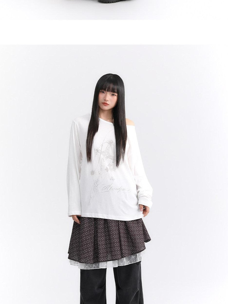 atrandom Dusty Floral Mesh Lace Trim Layered Women&