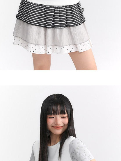 atrandom Faded Musical Note Print Patchwork Cap Sleeve Women&