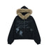 atrandom_Gray_Allover_Letter_Print_Fur_Trim_Fleece_Women&