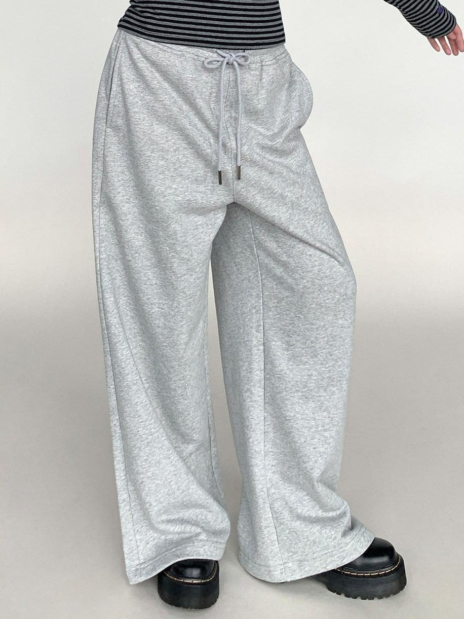 atrandom Gray Drawstring Elastic Waist Terry Women&