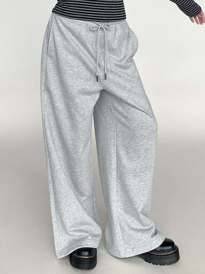 atrandom Gray Drawstring Elastic Waist Terry Women&