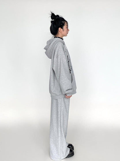 atrandom Gray Drawstring Elastic Waist Terry Women&