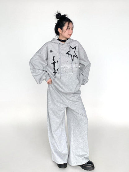 atrandom Gray Drawstring Elastic Waist Terry Women&