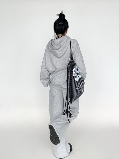 atrandom Gray Drawstring Elastic Waist Terry Women&