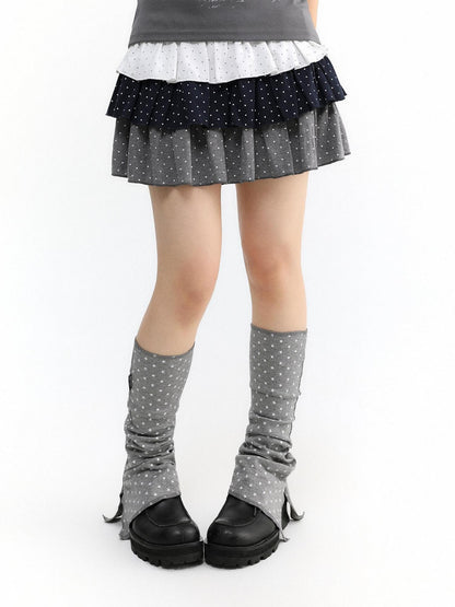 atrandom Gray Star Stripe Slit Layered Knit Women&