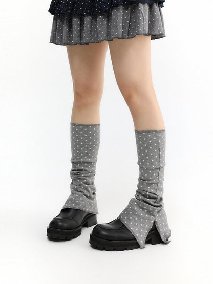 atrandom Gray Star Stripe Slit Layered Knit Women&