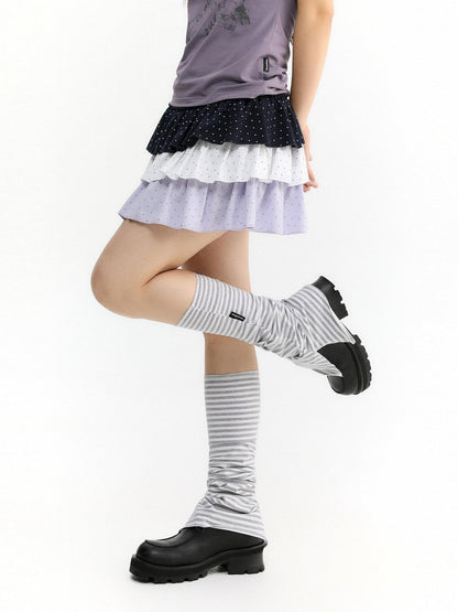 atrandom Gray Star Stripe Slit Layered Knit Women&