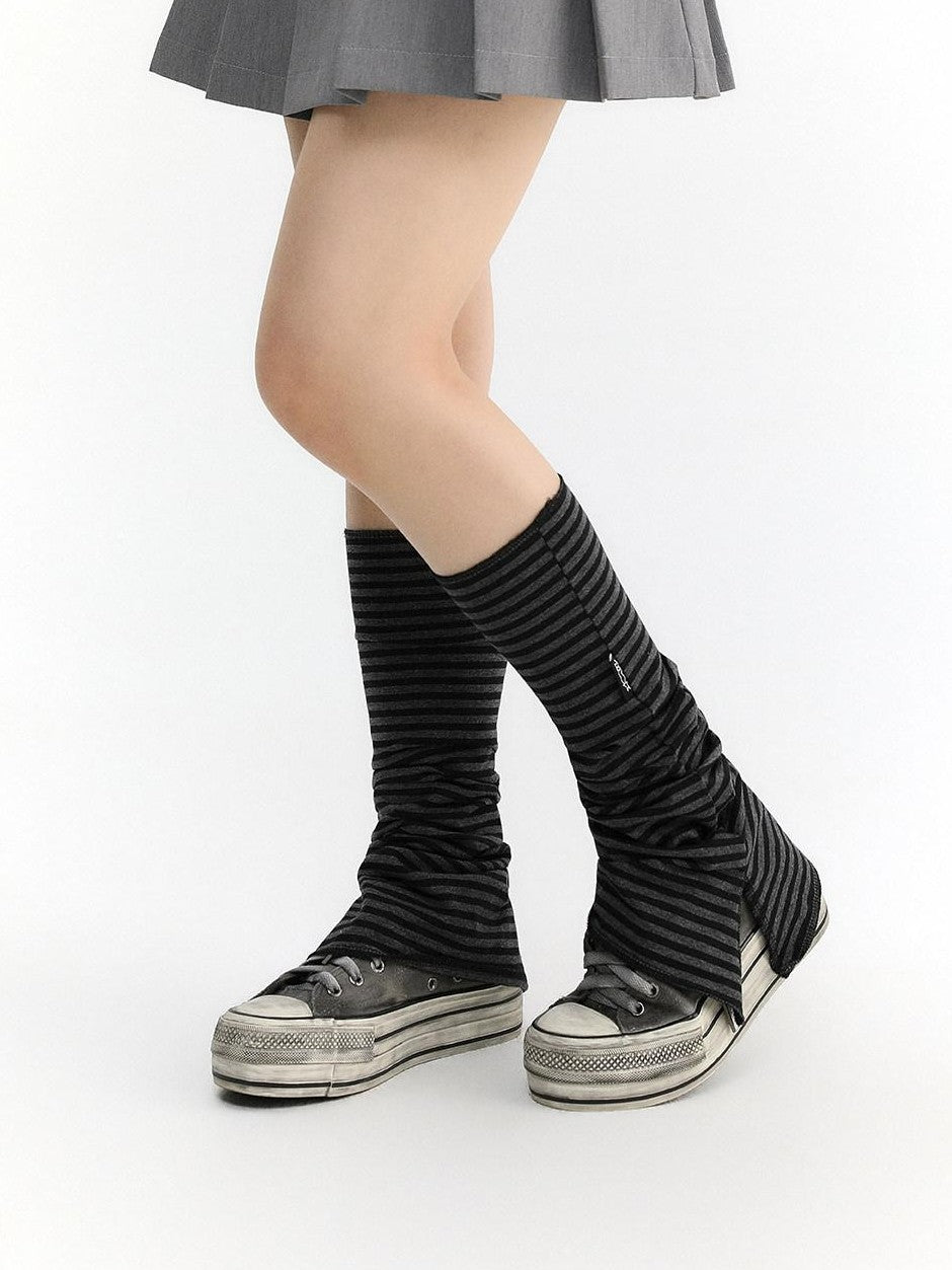 atrandom Gray Star Stripe Slit Layered Knit Women&
