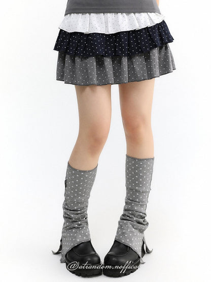 atrandom Gray Star Stripe Slit Layered Knit Women&