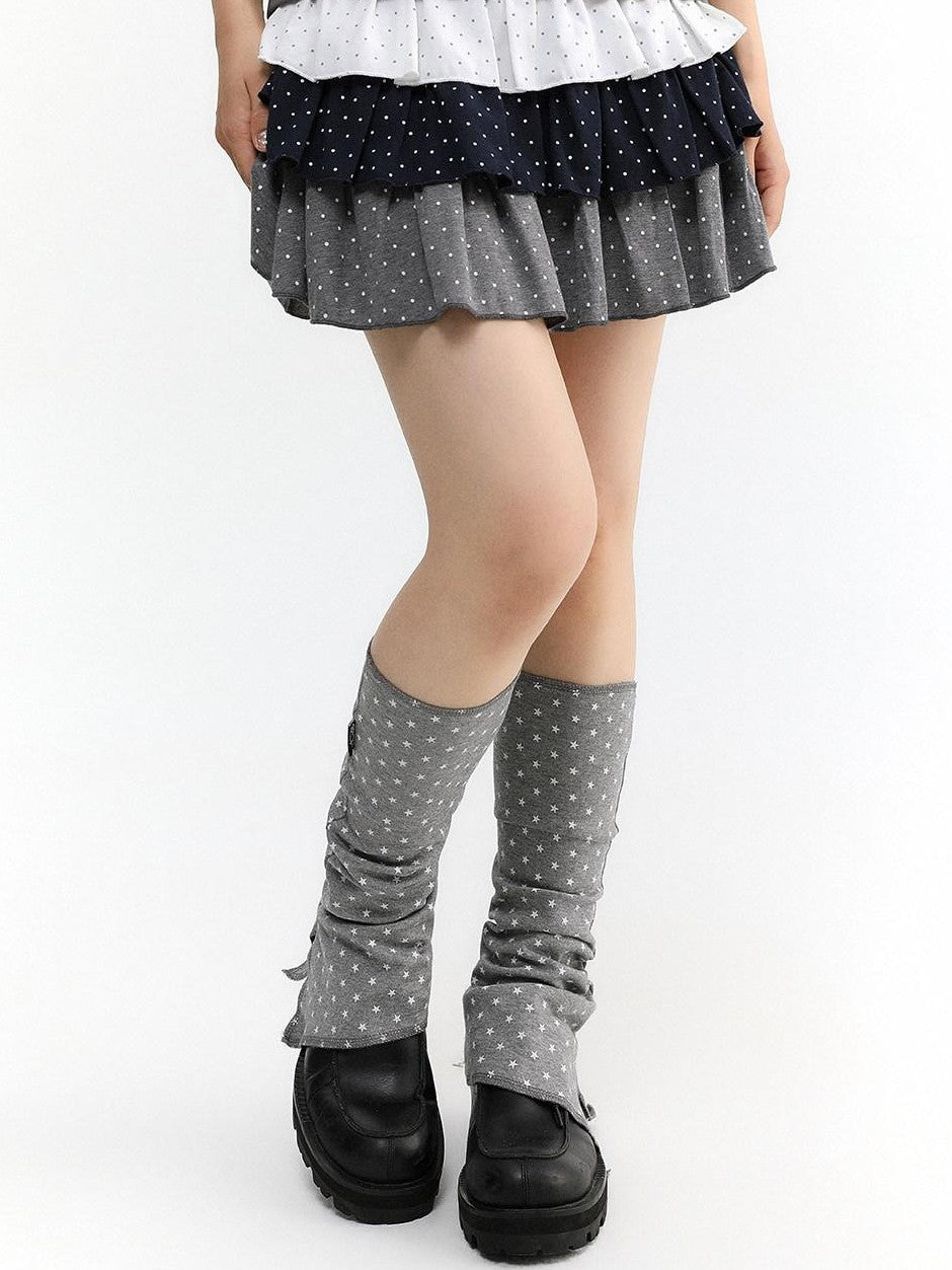 atrandom Gray Star Stripe Slit Layered Knit Women&