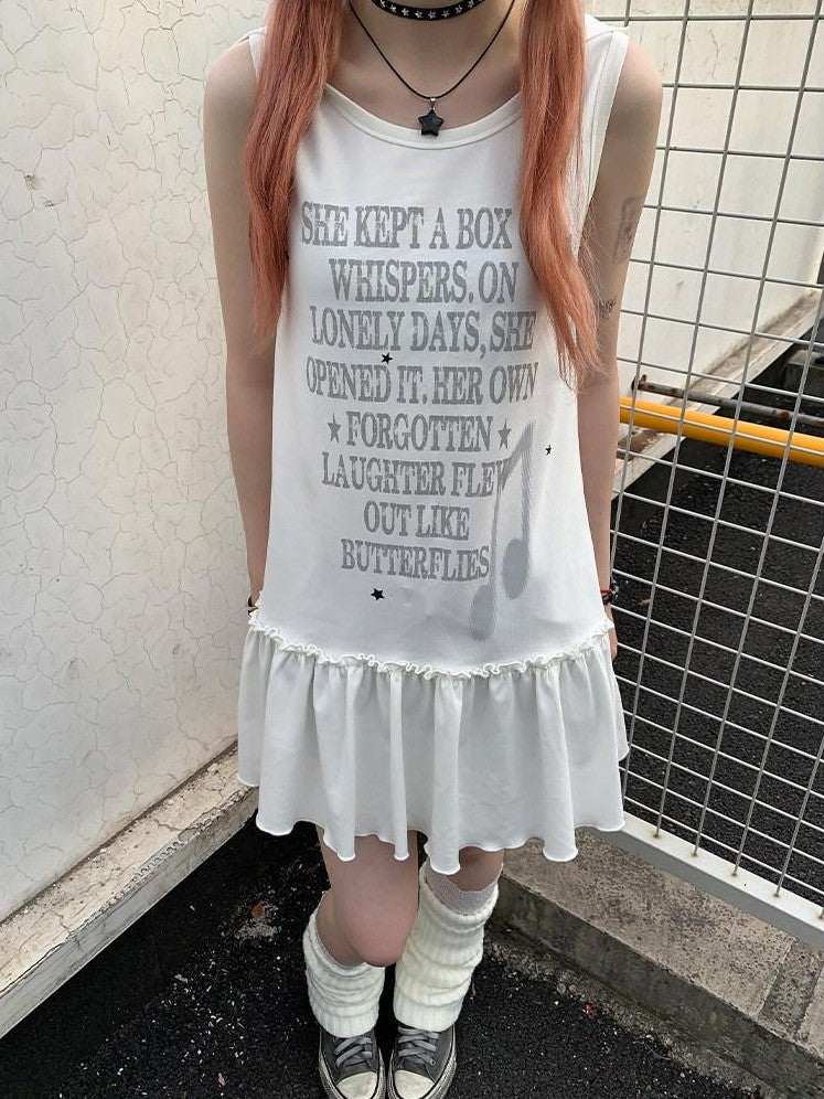 atrandom Gray Text Print Hooded Sleeveless Women&