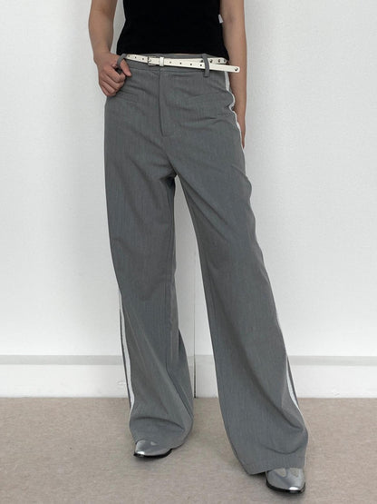 atrandom Grey Lace Trim Low Rise Straight Women&