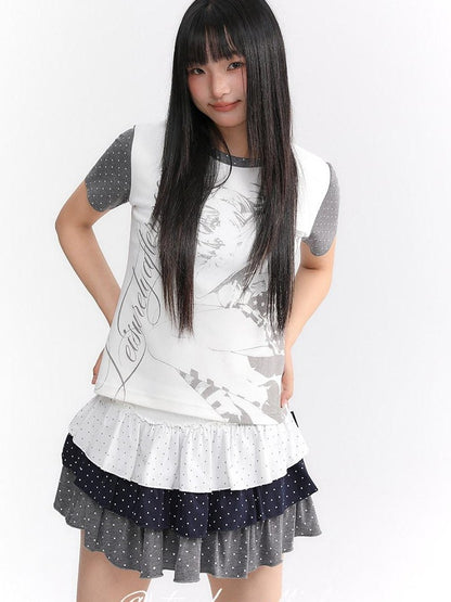 atrandom Hand Drawn Polka Dot Print Patchwork Women&