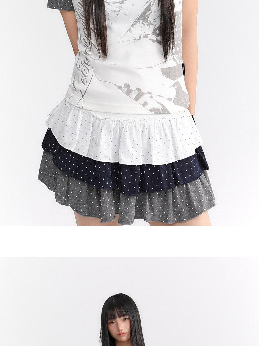 atrandom Hand Drawn Polka Dot Print Patchwork Women&
