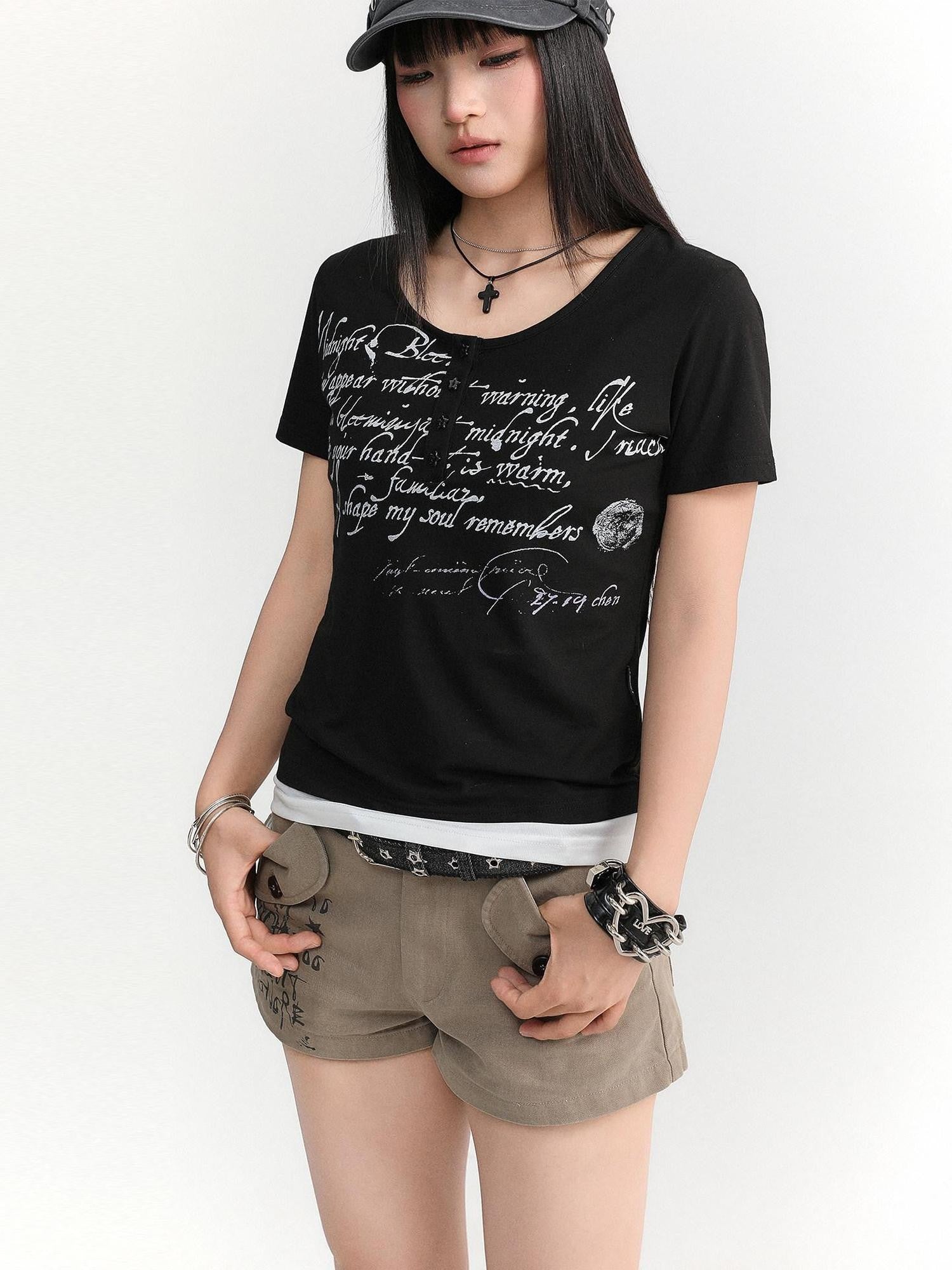 atrandom Handwritten Letter Print Panel Women&