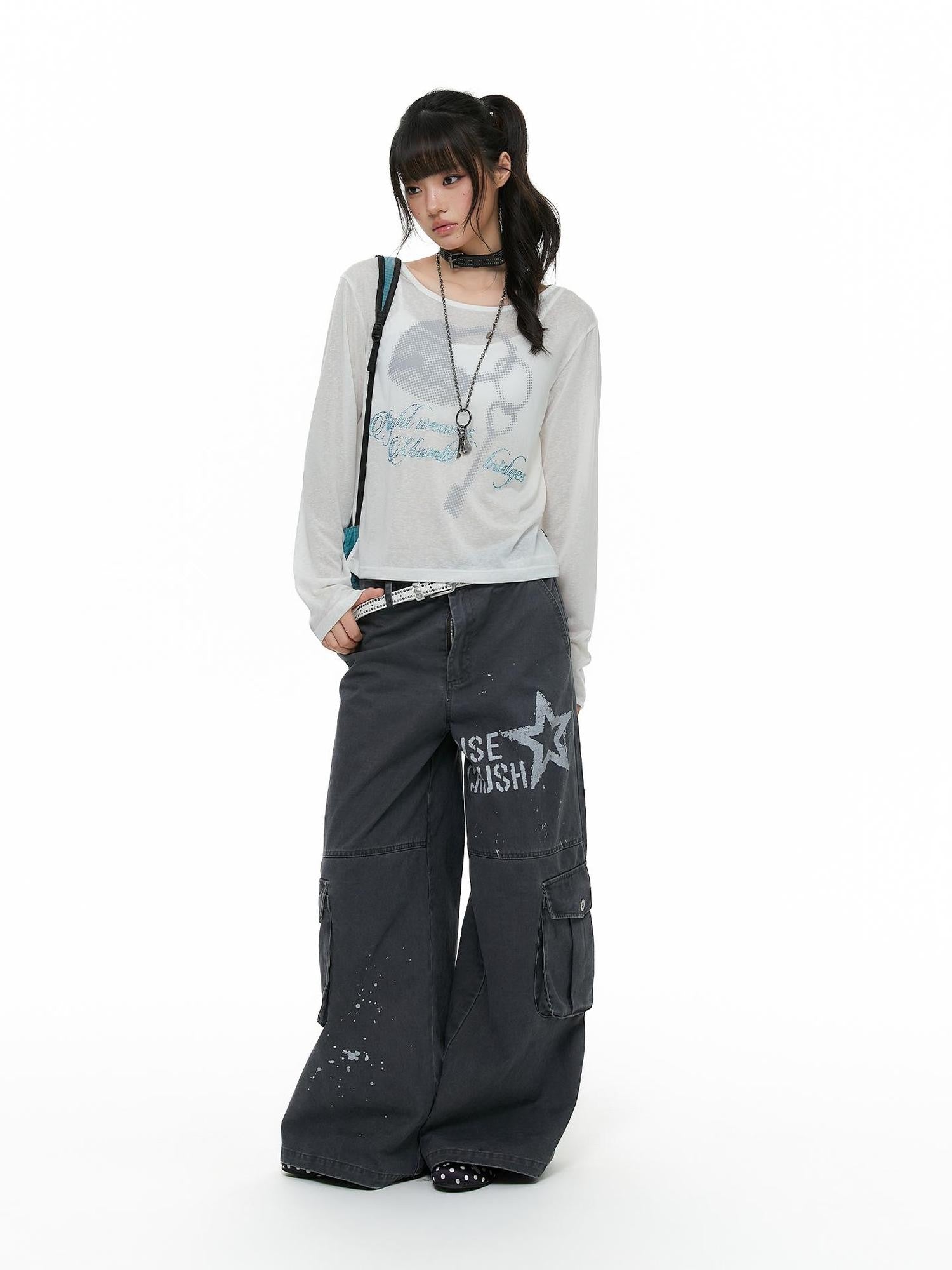 atrandom Heart Lock Rhinestone Print Women&
