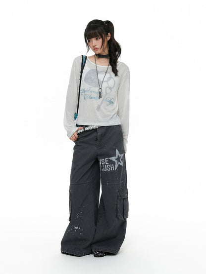 atrandom Heart Lock Rhinestone Print Women&