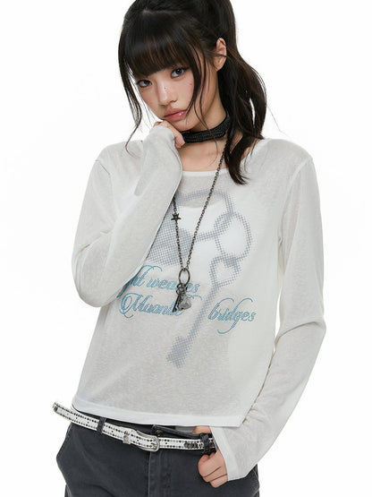 atrandom Heart Lock Rhinestone Print Women&