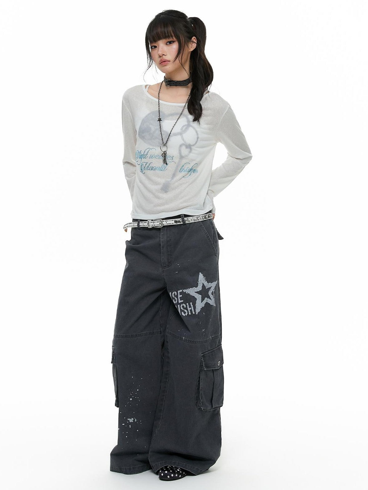atrandom Heart Lock Rhinestone Print Women&