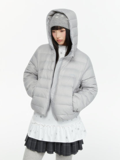 atrandom Hooded Windproof Drawcord Waist White Duck Down Women&