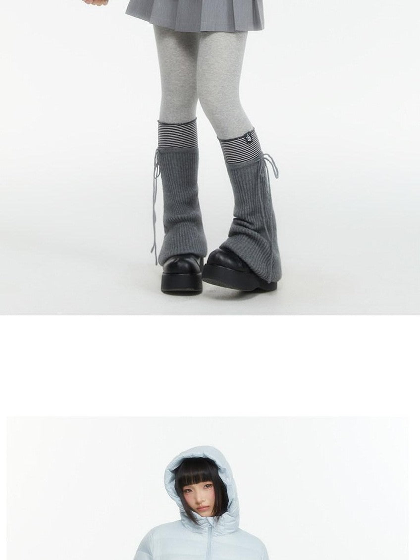 atrandom Hooded Windproof Drawcord Waist White Duck Down Women&