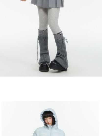 atrandom Hooded Windproof Drawcord Waist White Duck Down Women&