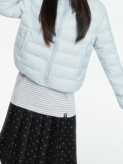 atrandom Hooded Windproof Drawcord Waist White Duck Down Women&