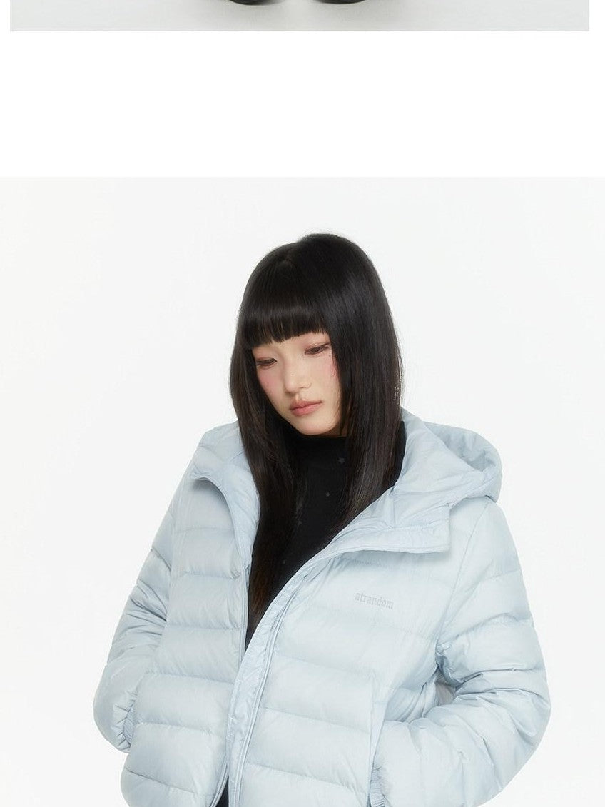 atrandom Hooded Windproof Drawcord Waist White Duck Down Women&