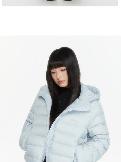 atrandom Hooded Windproof Drawcord Waist White Duck Down Women&
