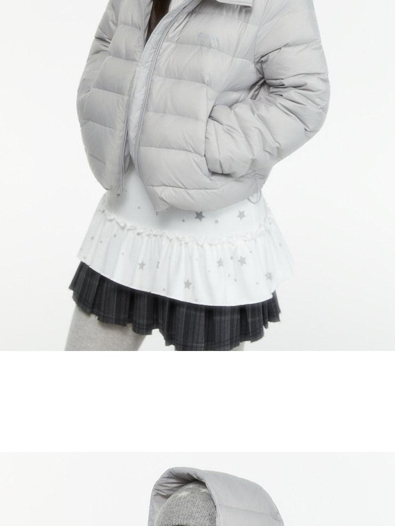 atrandom Hooded Windproof Drawcord Waist White Duck Down Women&