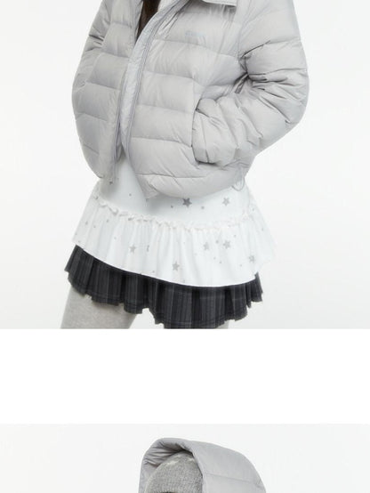 atrandom Hooded Windproof Drawcord Waist White Duck Down Women&