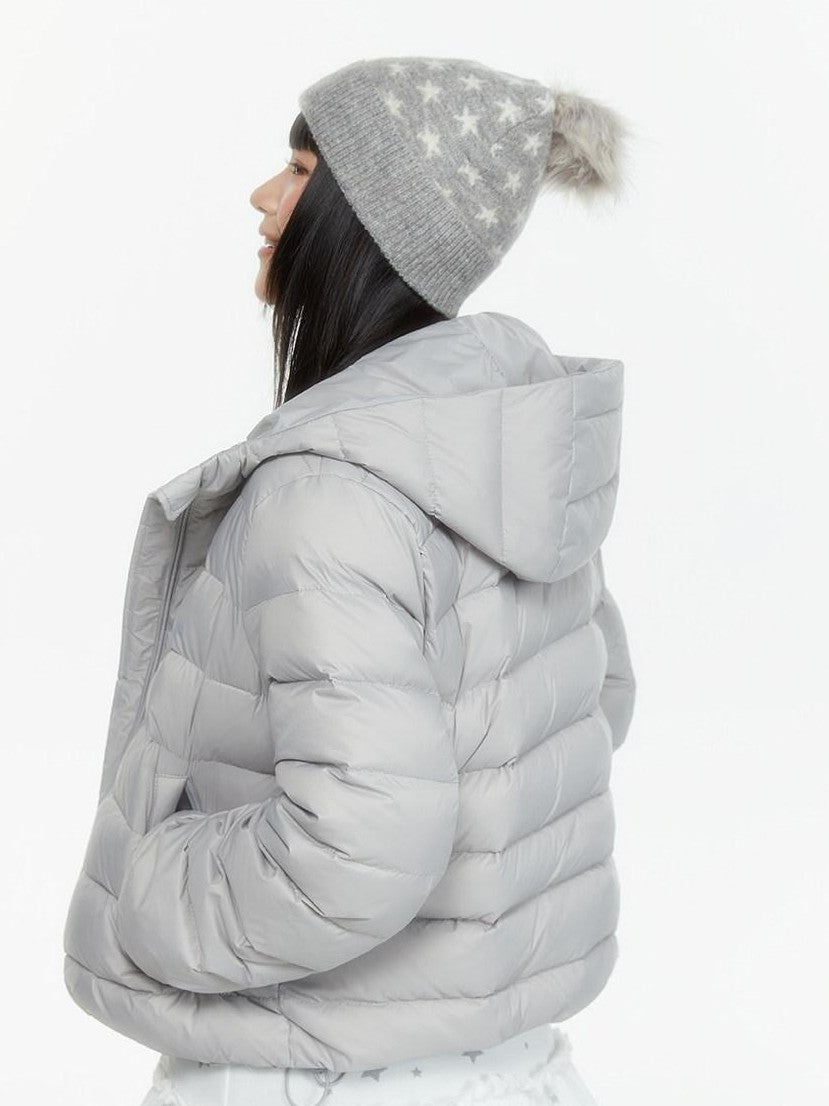 atrandom Hooded Windproof Drawcord Waist White Duck Down Women&