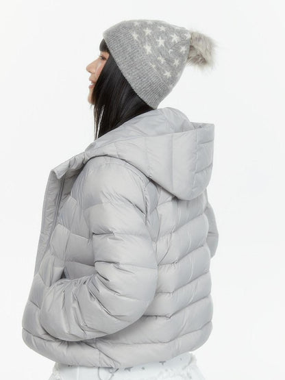atrandom Hooded Windproof Drawcord Waist White Duck Down Women&