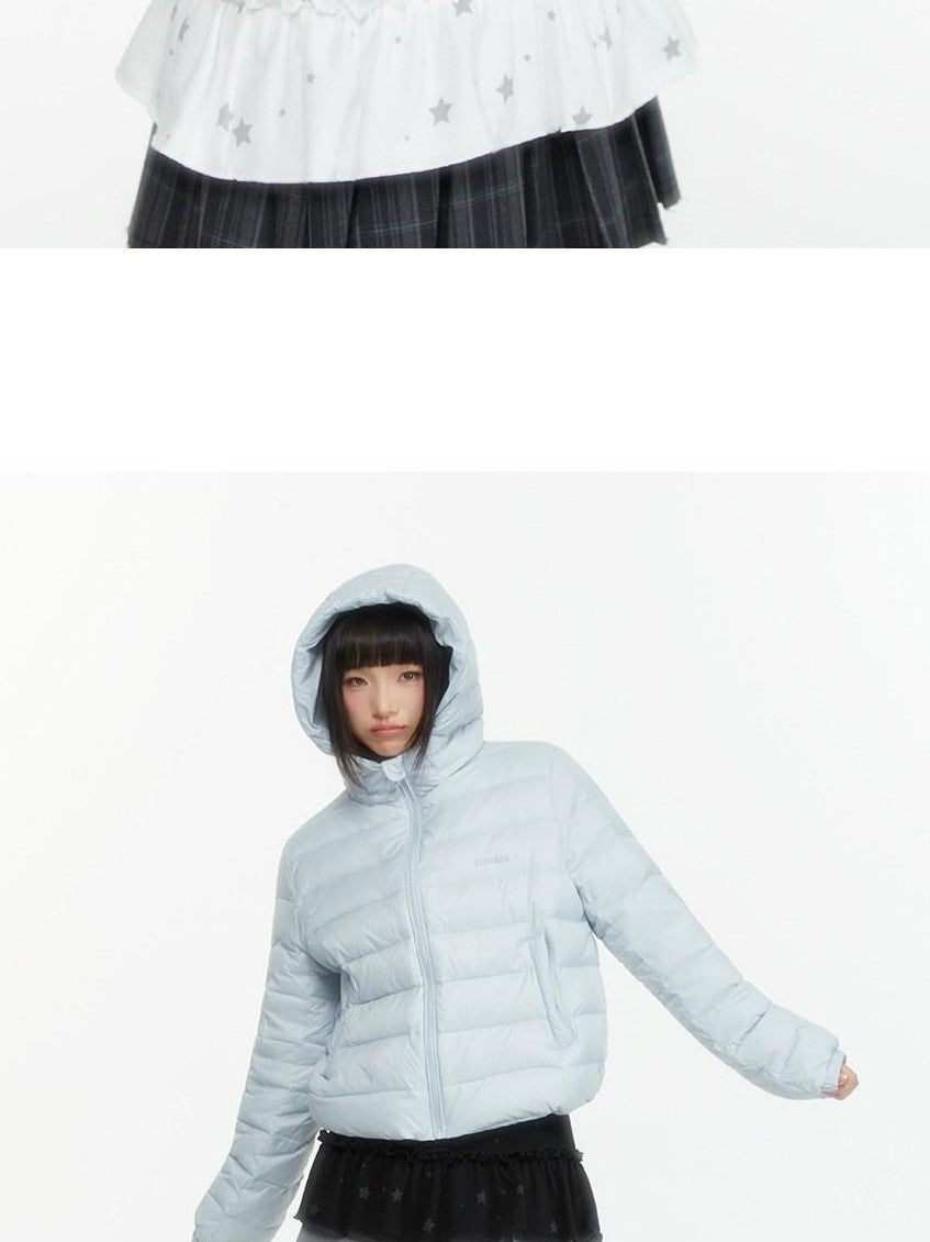 atrandom Hooded Windproof Drawcord Waist White Duck Down Women&