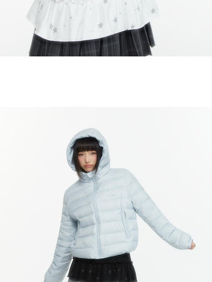 atrandom Hooded Windproof Drawcord Waist White Duck Down Women&