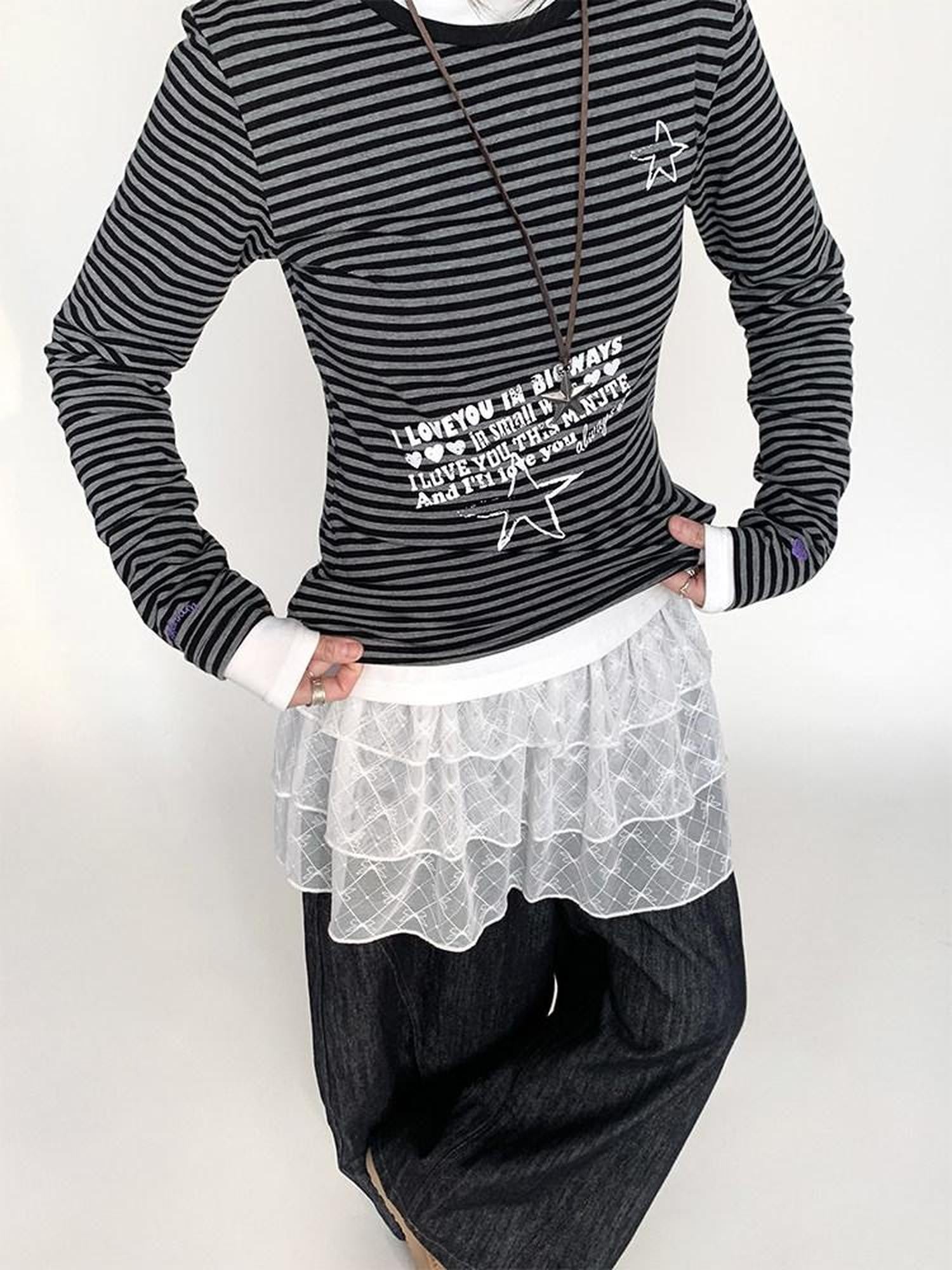 atrandom Jacquard Lace Bow Short Layered A Line Women&